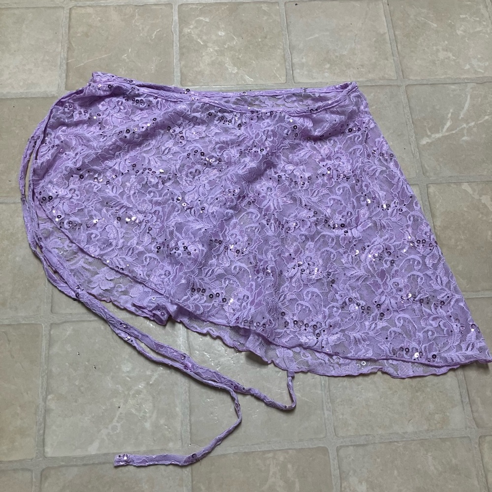 Capezio Lilac Ballet Wrap Skirt with Lace and Sequin detail